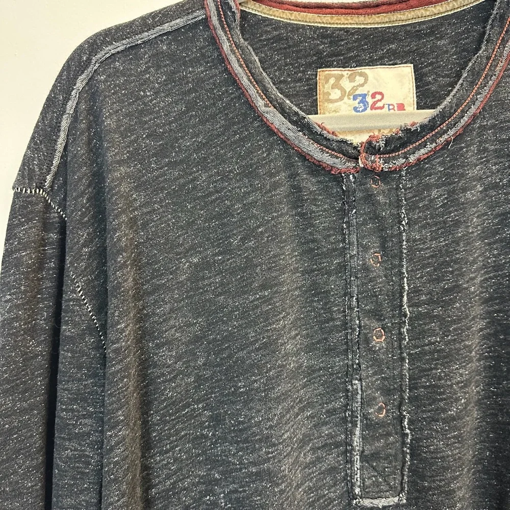 32 Bar Blues The Shake Slub Henley Grey XXL - Picture 4 of 11